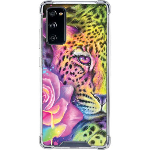 Neon Rainbow Cheetah with Rose by Sheena Pike Galaxy S20 FE Clear Case